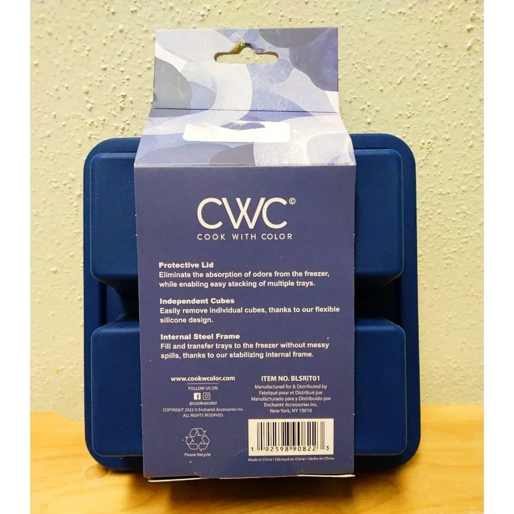 CWC Silicone Ice Tray 4 Cube Mold - Dark Blue